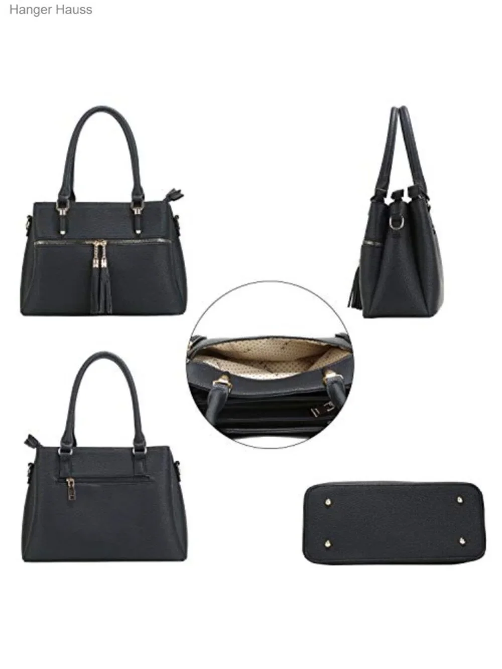 PU Leather Satchel Handbag 3 Compartments Women's Top Handle Purse